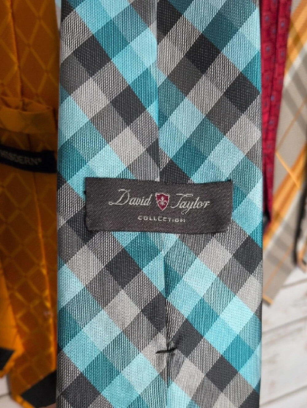 David Taylor Men's Gold, Teal, Burgundy & Gray Patterned Neckties - 4-Pack - Picture 7 of 9